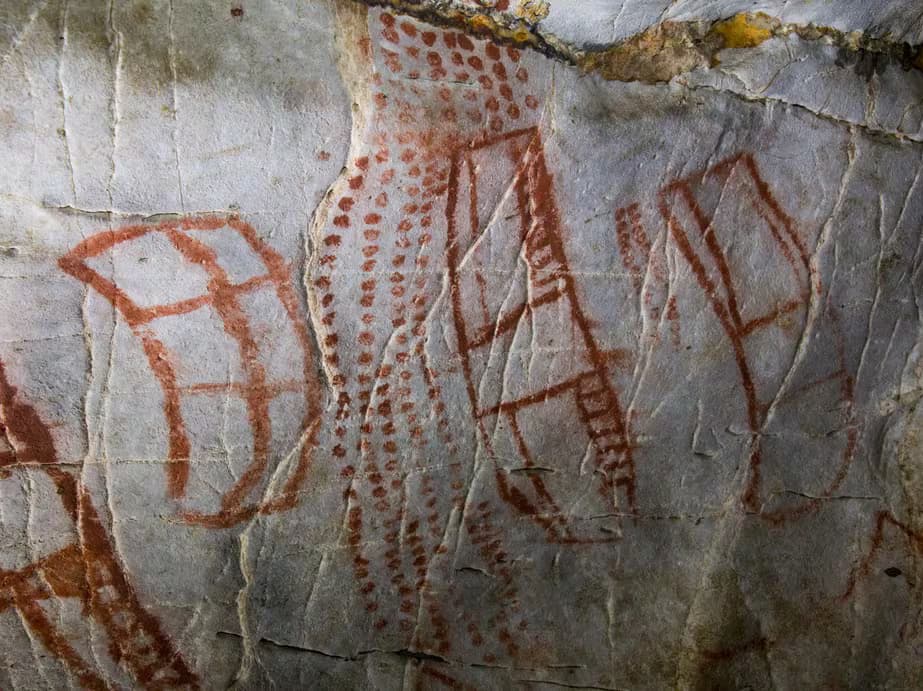 Cave paintings showing early human symbolic communication